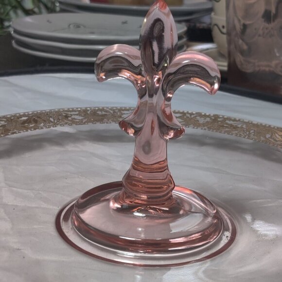 Pink Depression Glass Tidbit Display for desserts Hors d'oeuvres Finger sandwich - Picture 3 of 6